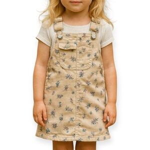 Next Girl Floral Overall Front/Back Pockets Beige Denim (1075)
